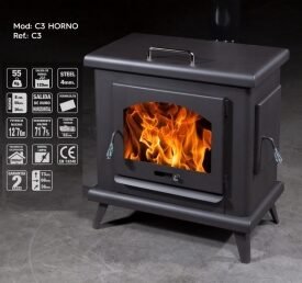 ESTUFA LEÑA FRONTAL - HORNO, MOD. C-3